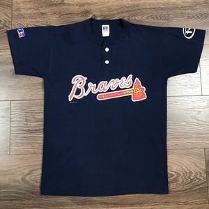 Russell Athletic Boys Vintage 1999 Atlanta Braves MLB Eric Young Baseball Shirt